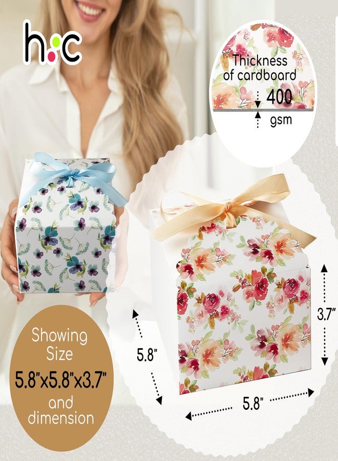 Hayley Cherie Floral Gift Boxes with Lids & Ribbons, 20 Pack, 5.8” x 3.7” Decorative Small Treat Boxes for Gift Giving, Cookie Tins, Mithai Indian Sweets, Candy, Christmas, Diwali, Favors, Baked Goods, Empty, Bulk - Image 3